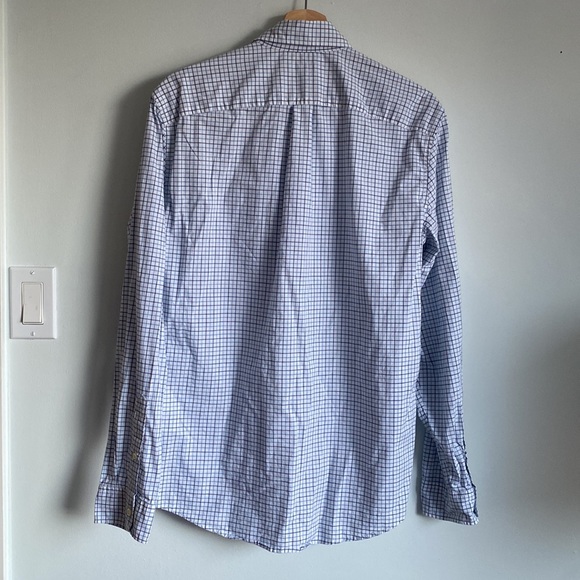 Gap light blue tattersall poplin standard fit stretch dress shirt - Picture 6 of 9